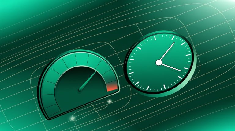 Abstract representation of Core Web Vitals metrics, including loading speed, interactivity, and visual stability.